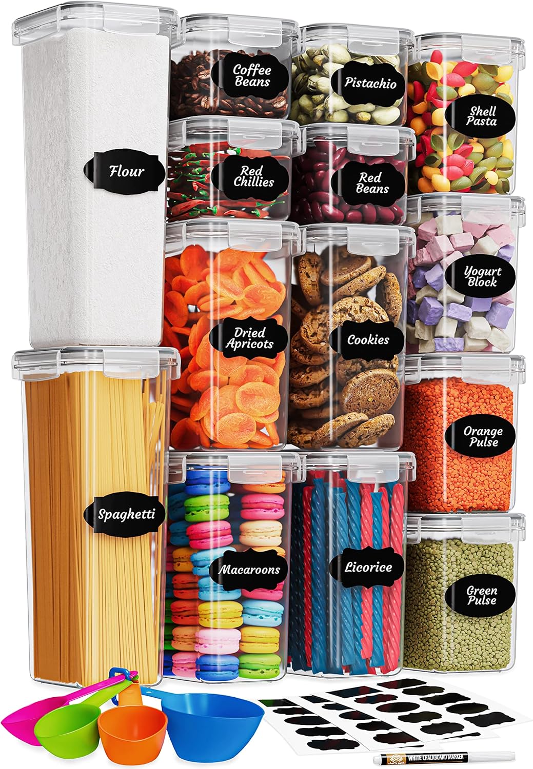 Chef's Path Kitchen Storage Box – Set of 14 Airtight Food Containers – Kitchen a...