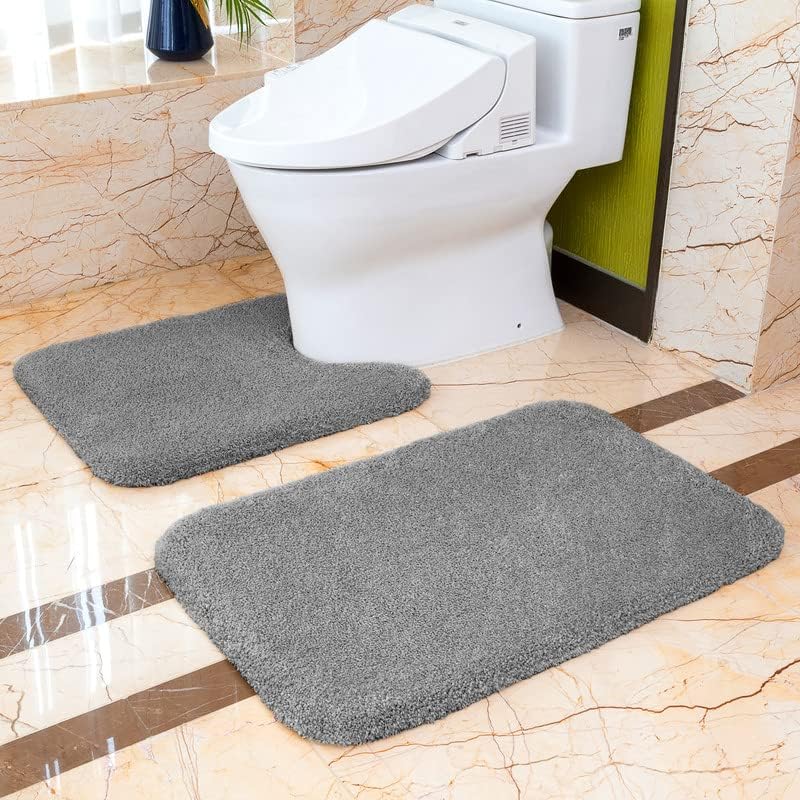 VANZAVANZU Non Slip Bath Mat Set 2 Piece Thickened Bathroom Mat Set Absorbent Ul...
