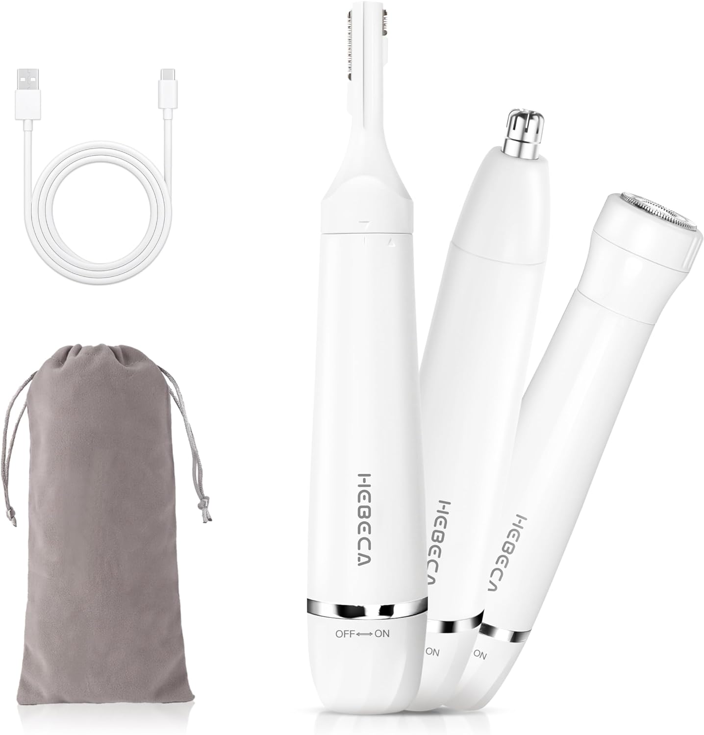 HEBECA Nose Hair Trimmer for Women, 3-in-1 Electric Facial Hair Removal Recharge...