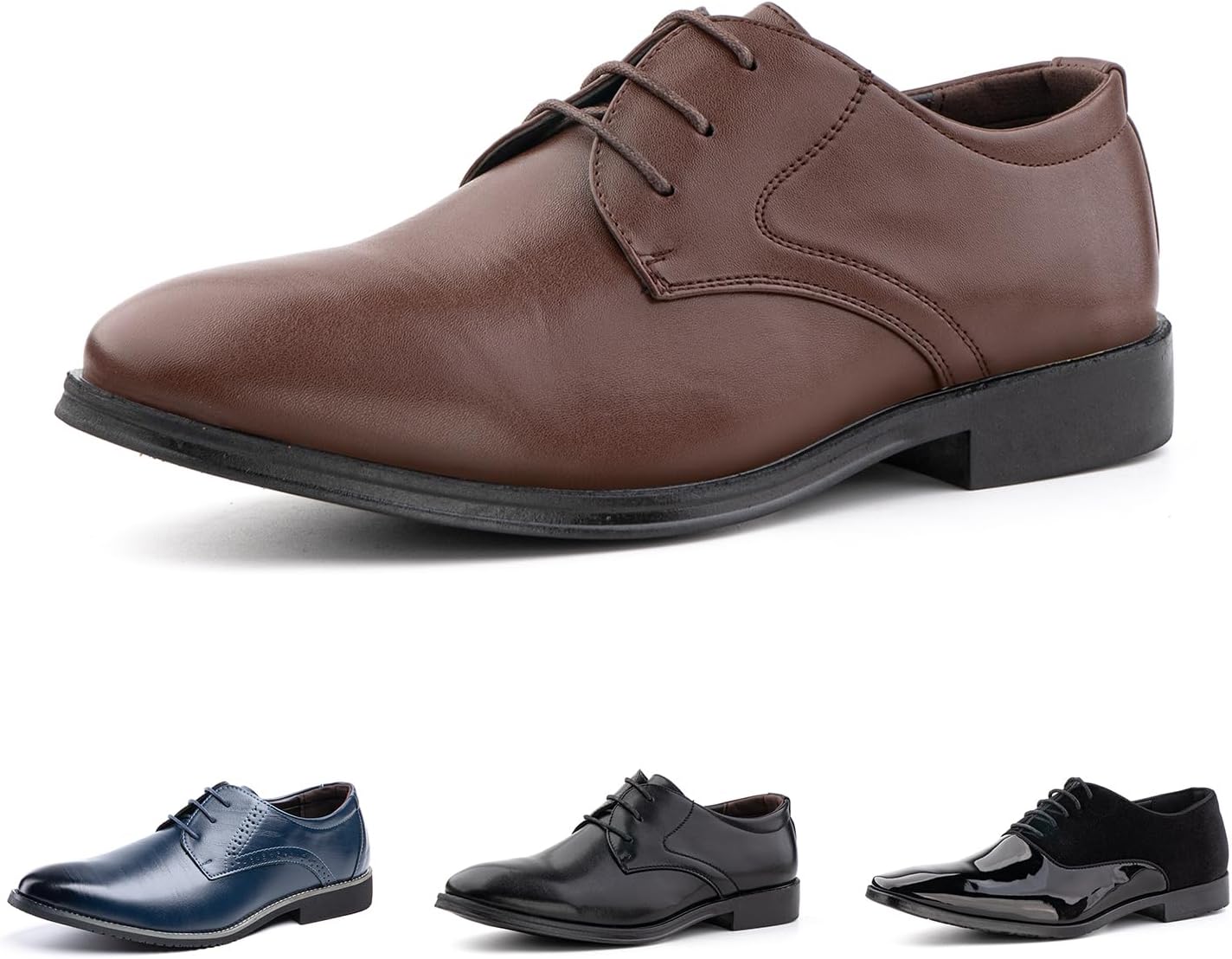 Hitmars Derby Shoes for Men Oxford Shoes Patent Leather Business Formal Dress Sh...