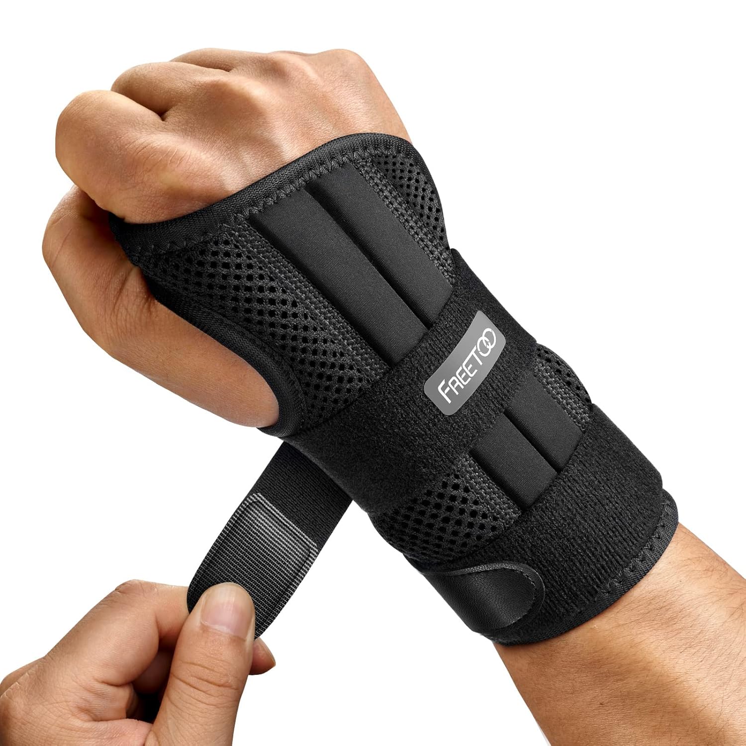 FREETOO Doctor Approved Wrist Support with 3 Stays,Adjustable Day Night Carpal T...