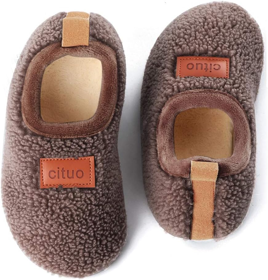 Dream Bridge Kids Sherpa Fleece Slippers with Anti-Slip Sole for Boys Girls 5.5/...