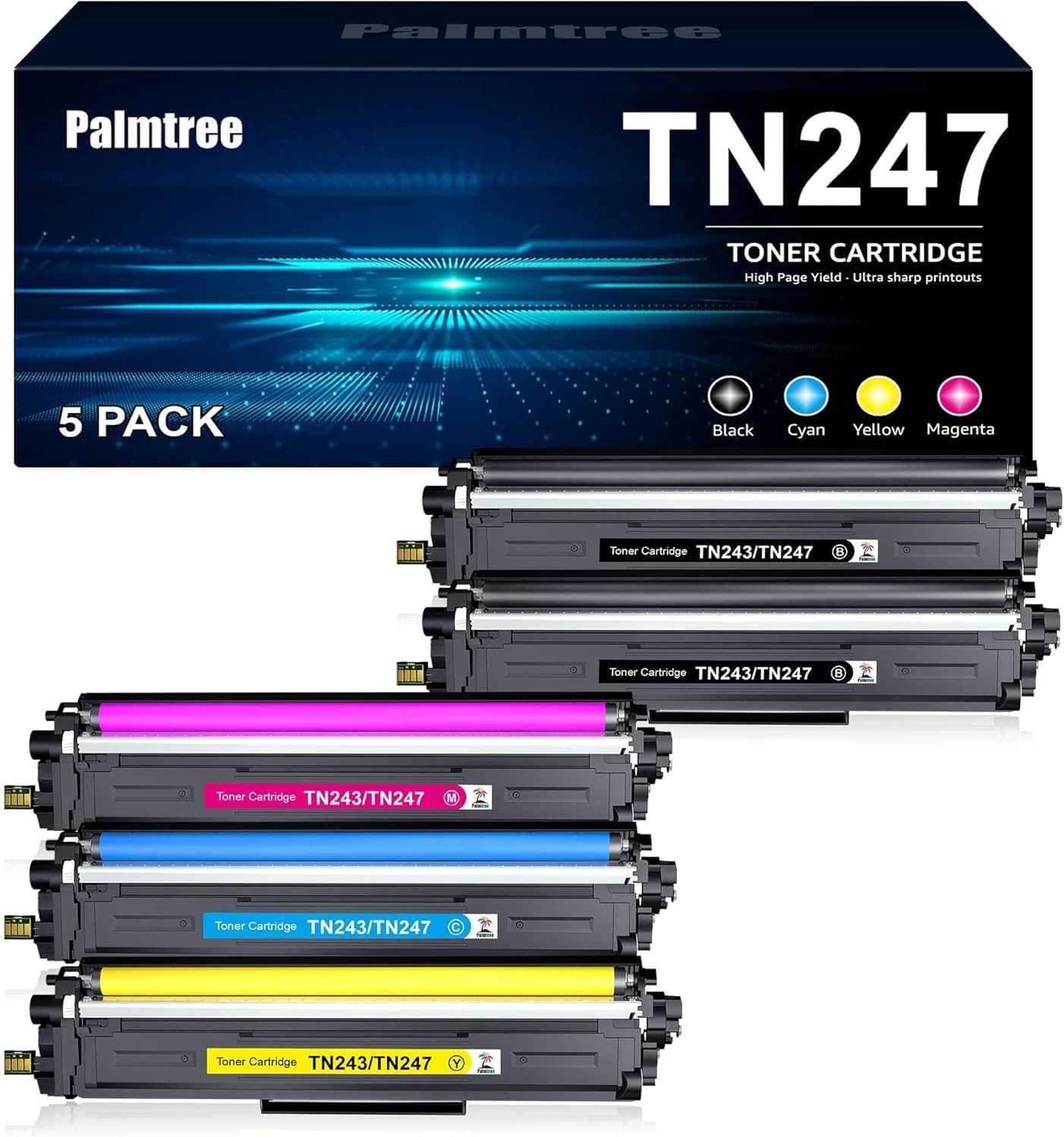 Palmtree Compatible Brother TN-243CMYK Toner Value Pack TN247 Toner Cartridges B...