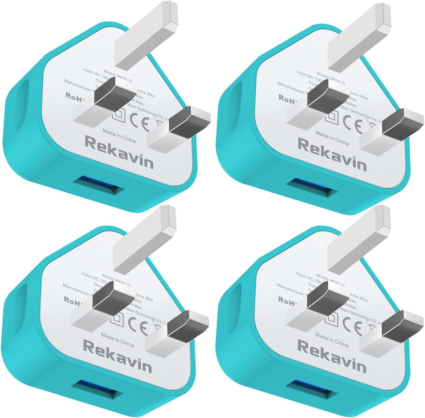 4 Pack USB Plug Charger, Multi USB Wall Plug Adaptor UK Android Phone Charing Po...