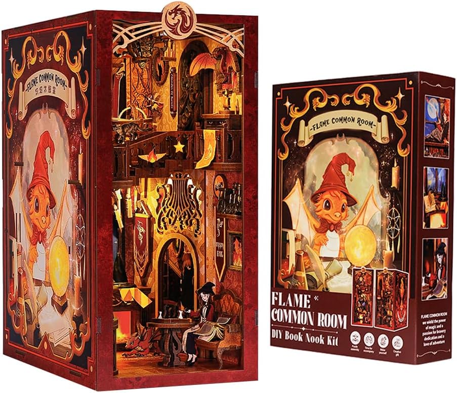 CUTEBEE Book Nook Kit,DIY Miniature Dollhouse Booknook Kit with Dust Cove and Le...