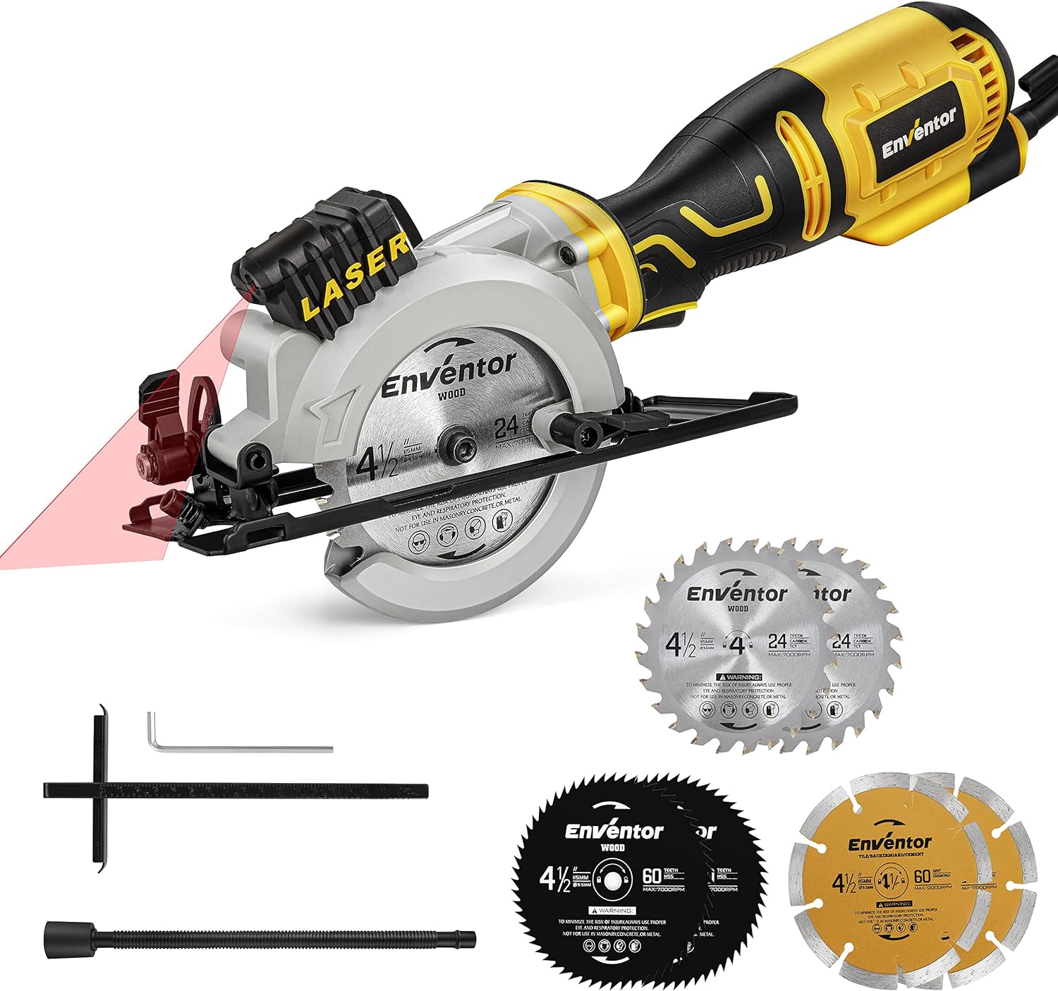 Enventor Mini Circular Saw, 705W 3500RPM Pure Copper Motor Compact Electric Circ...