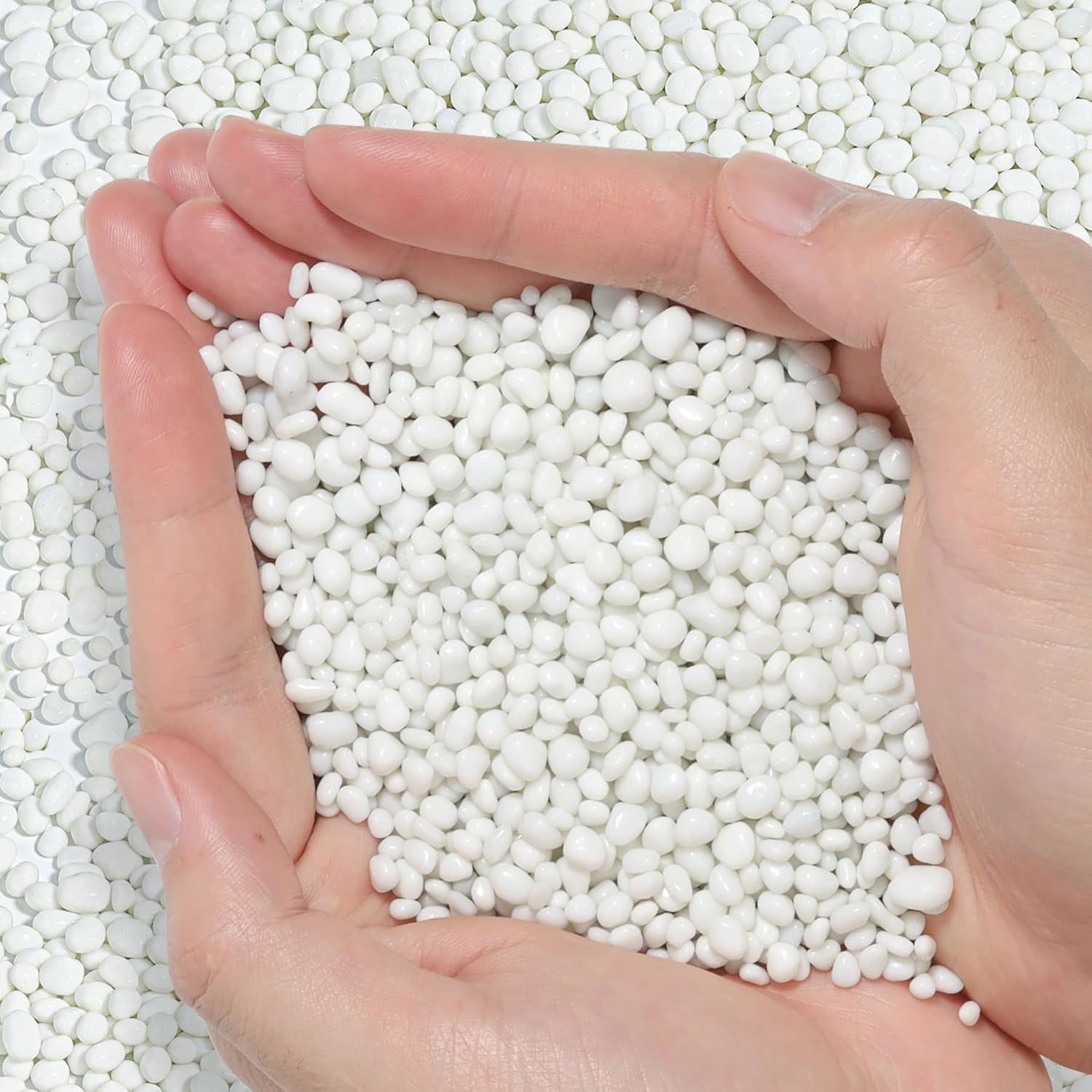 T4U Tumbled Chips Stones Crushed White Gravels 2 LB, Irregular Shaped Natural Ro...