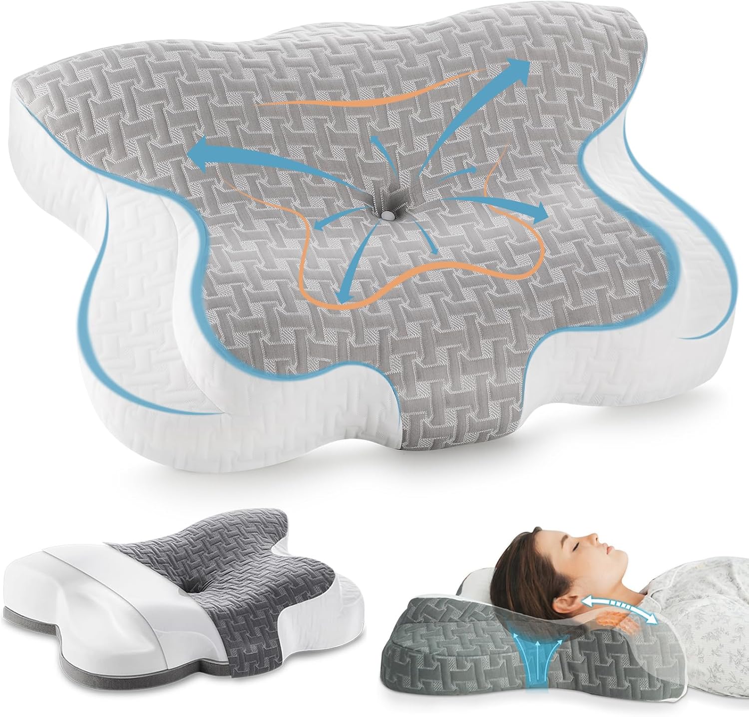 Elviros Cervical Memory Foam Pillow, Ergonomic Orthopedic Deep Sleep Neck Pillow...