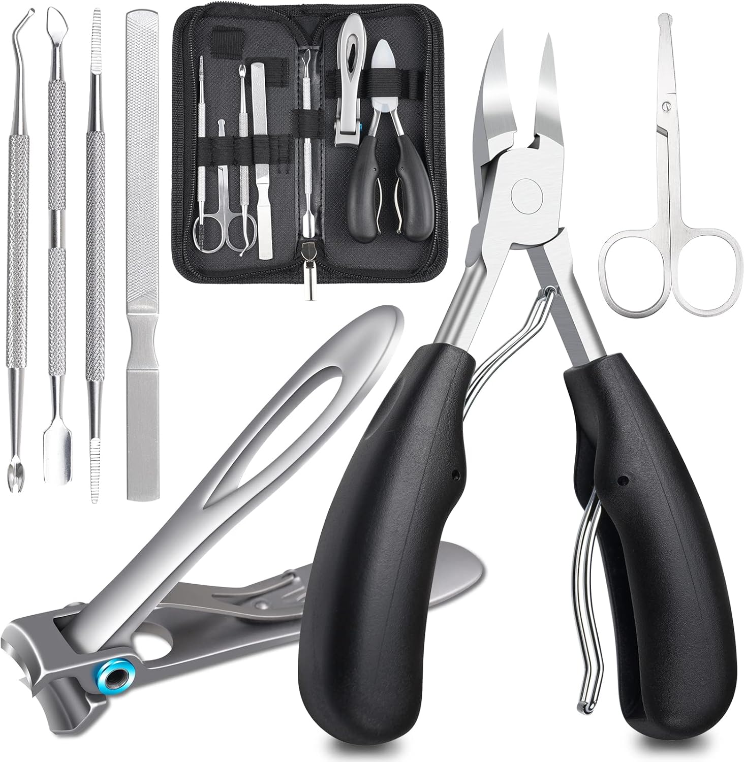 Toenail Clippers Set for Thick & Ingrown Hard Toenail Fingernail, 7PCS Nail Clip...