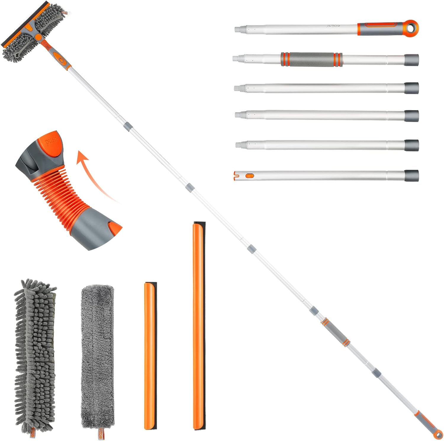 eazer 89'' Squeegee Window Cleaner 2 in 1 Rotatable Window Cleaning Tool Kit wit...