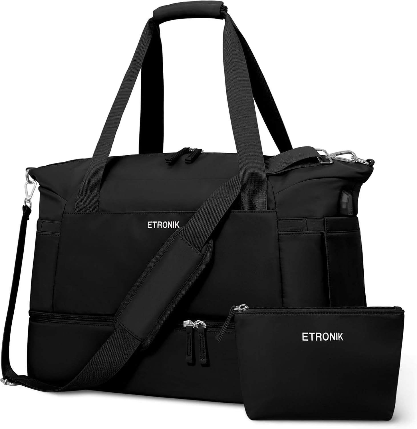 ETRONIK Gym Bag for Women, 47L Carry On Travel Bag with Shoes Compartment, Weeke...