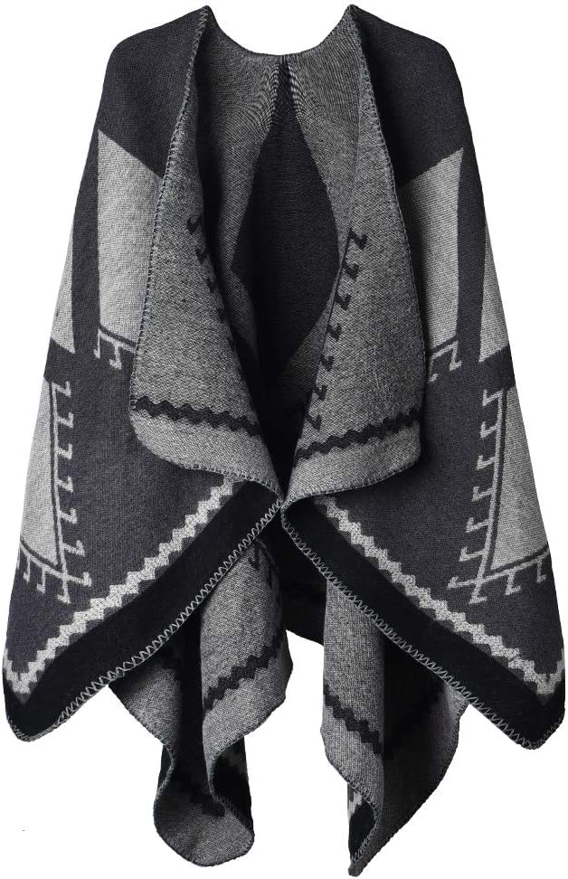 OOPOR Winter Shawl, Special Wraps Poncho Cape for Women, Warm Open Front Printed...