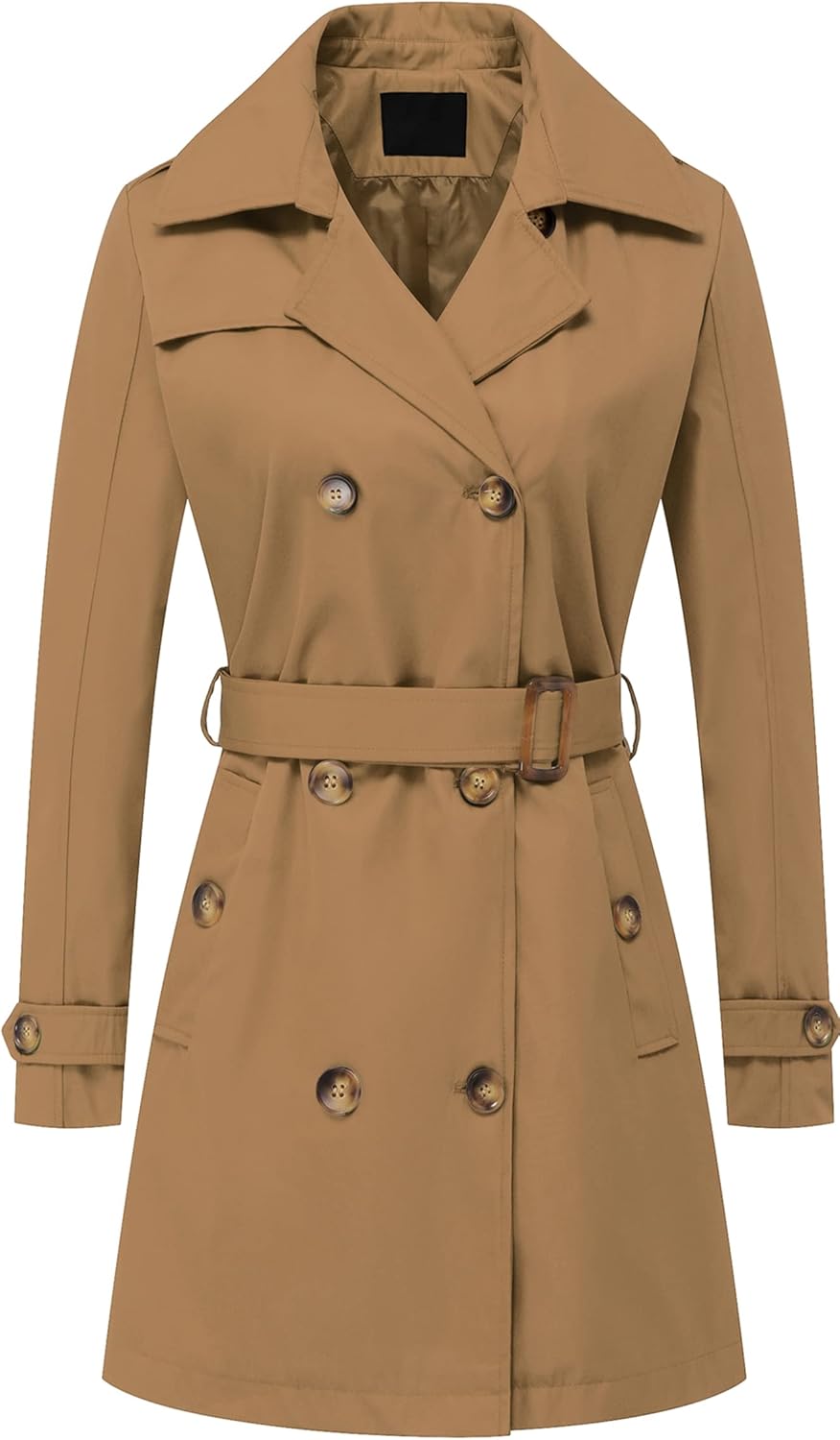 Chrisuno Women's Double Breasted Trench Coats Mid-Length Belted Overcoat Long Dr...