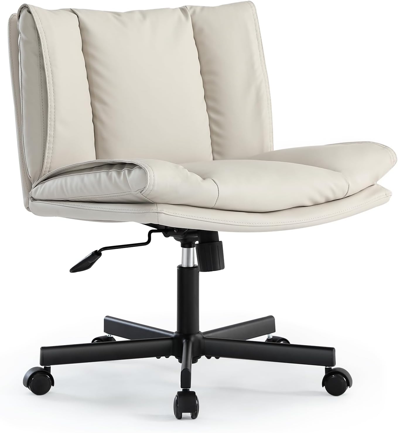 LEAGOO Criss Cross Chair with Wheels, Armless Cross Legged Office Chair, Comfy P...