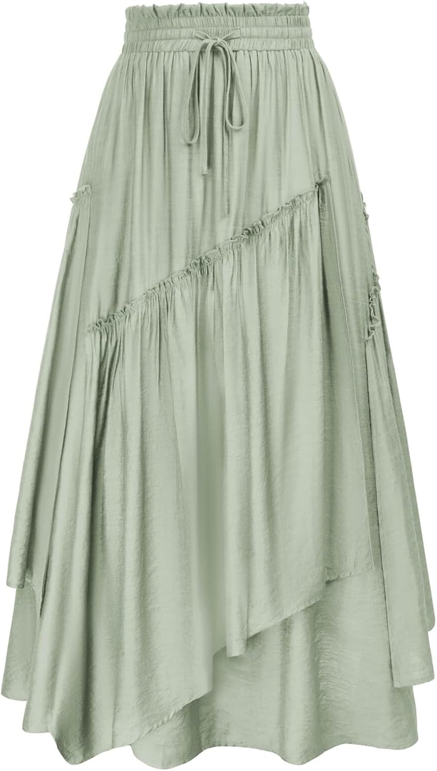 Scarlet Darkness Women Renaissance Layered Long Skirt Elastic High Waist Tiered...