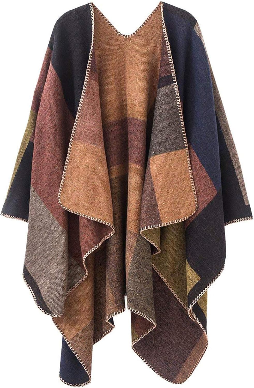 Lacavocor Women's Warm Shawl Wrap Cape Winter Cardigan Sweaters Open Front Ponch...