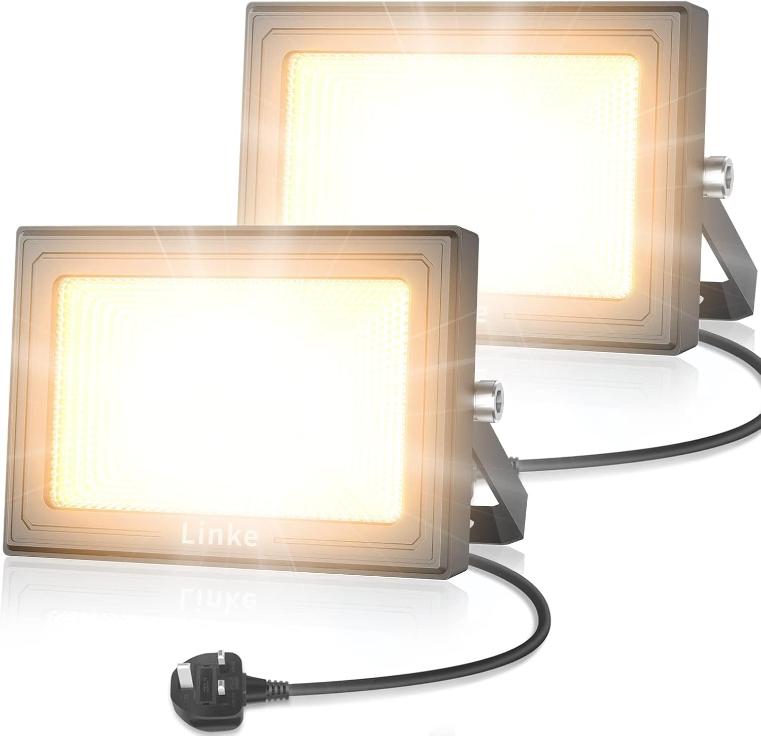 Linke 60W LED Floodlight Outdoor, 5200LM Work Lights Plug in, IP66 Waterproof Le...