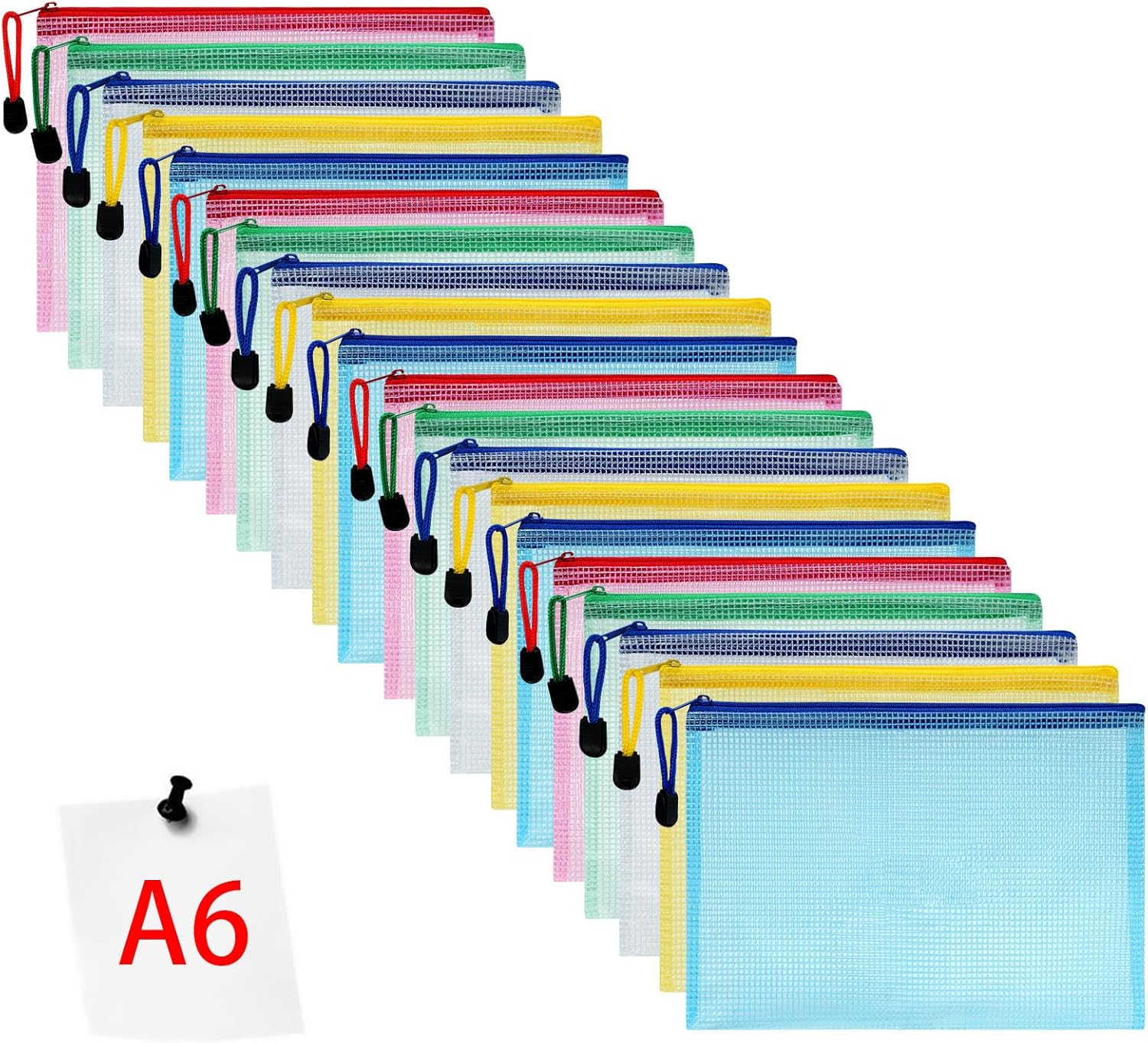 Vicloon Plastic Wallets, 20Pcs A6 Zip Lock Bags Mesh Document Wallet Document Fo...