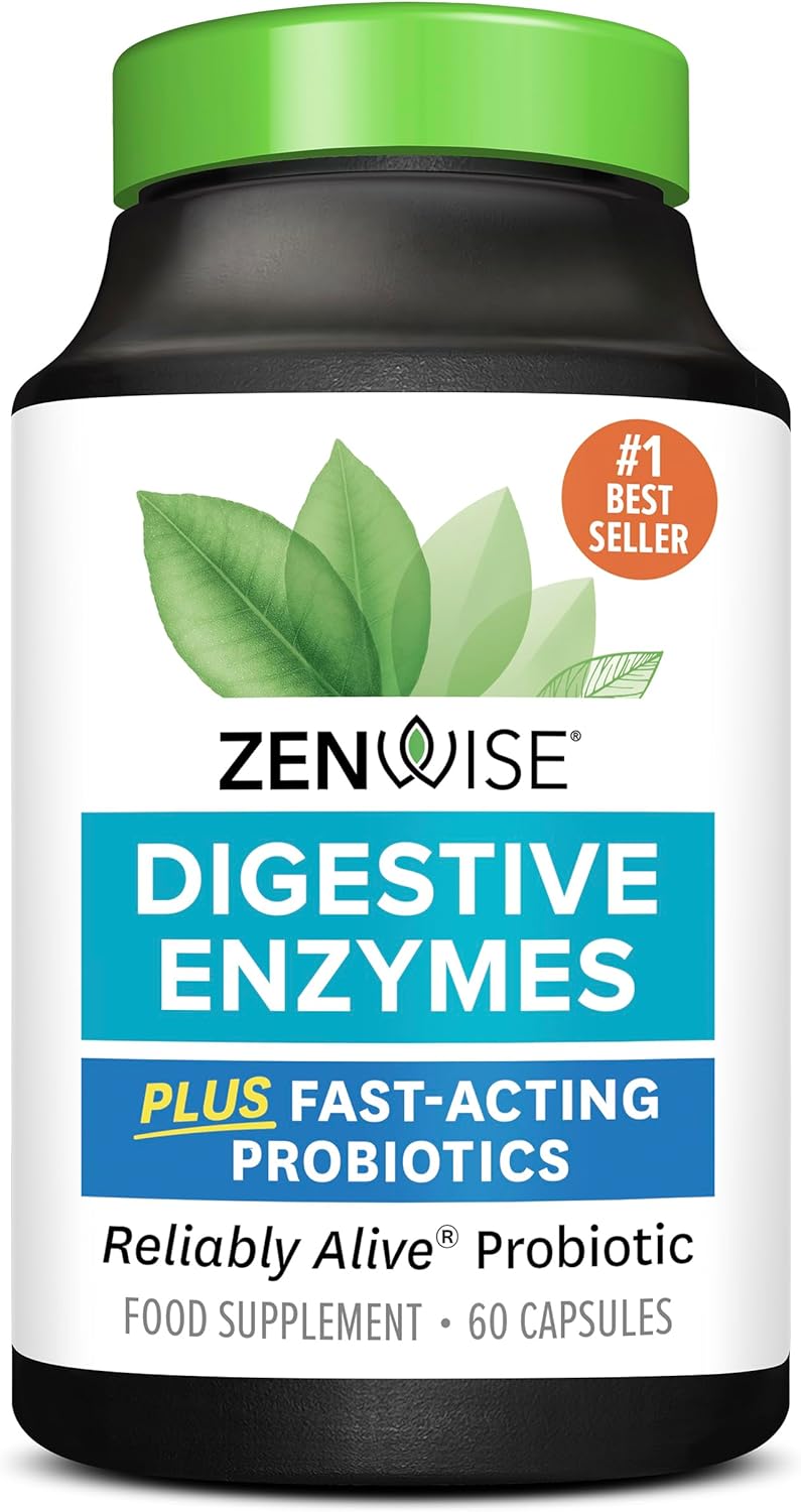 Zenwise Health Digestive Enzymes + Probiotics for Gut Health and Prebiotics Fibr...