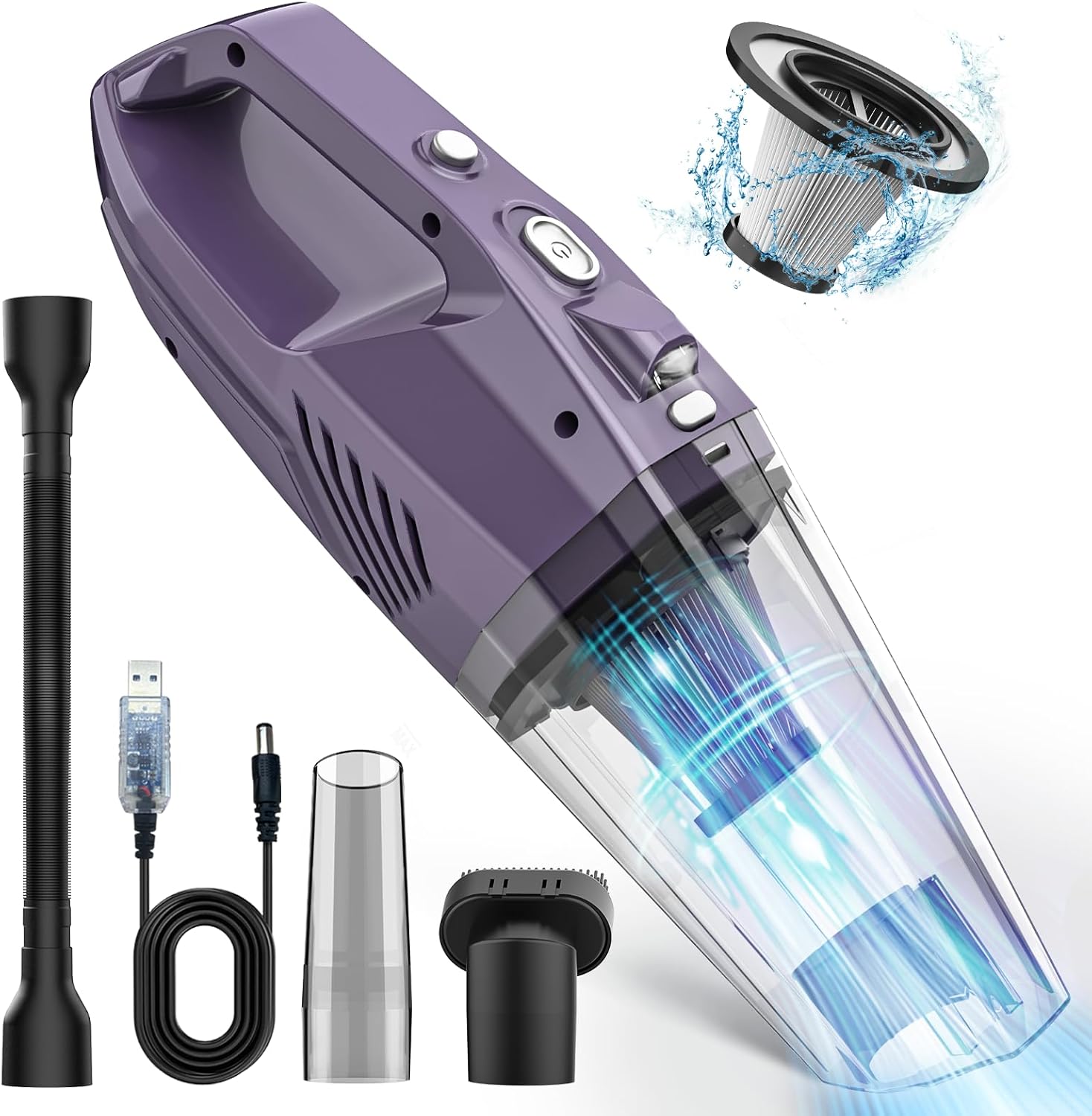Handheld Vacuum Cordless,Car Vacuum Cleaner Portable Wireless with LED Light Was...