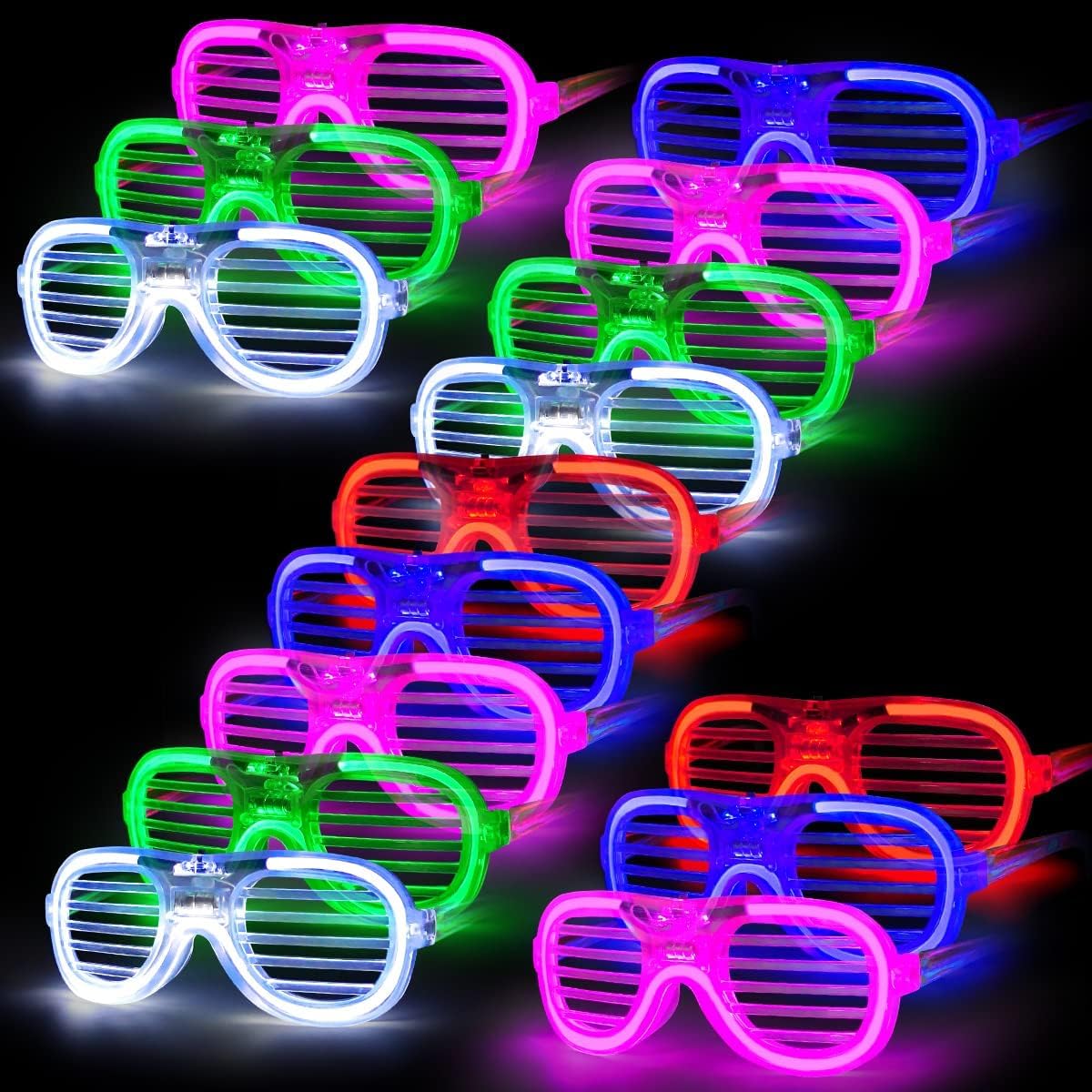 Kovim Neon Glasses - Led Light up Shutter Glasses Flashing Sunglasses for Kids A...
