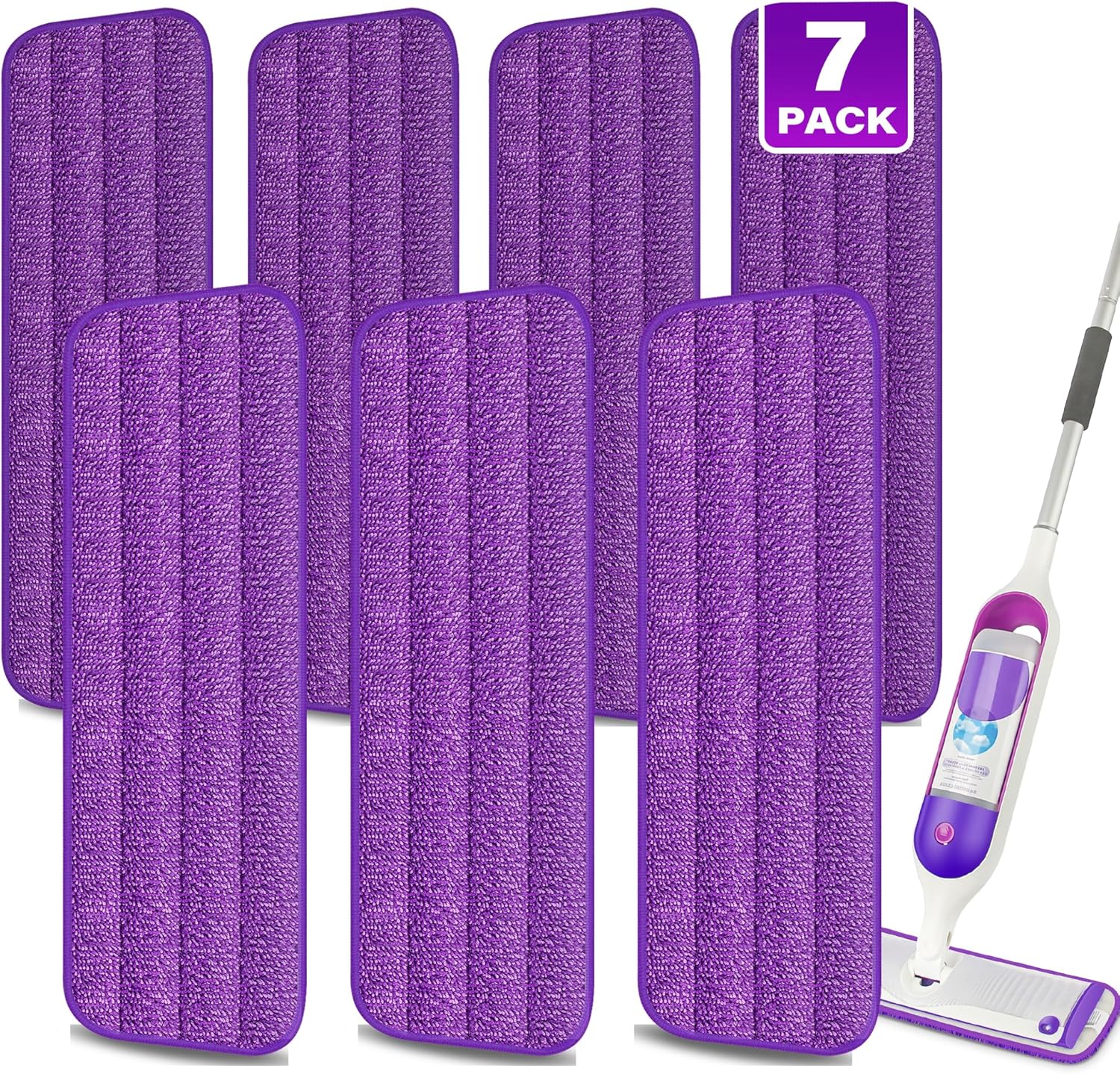 7 Pack Reusable Mop Pads for Spray Mop -MEXERRIS Microfibre Mops Refills Wet Mop...