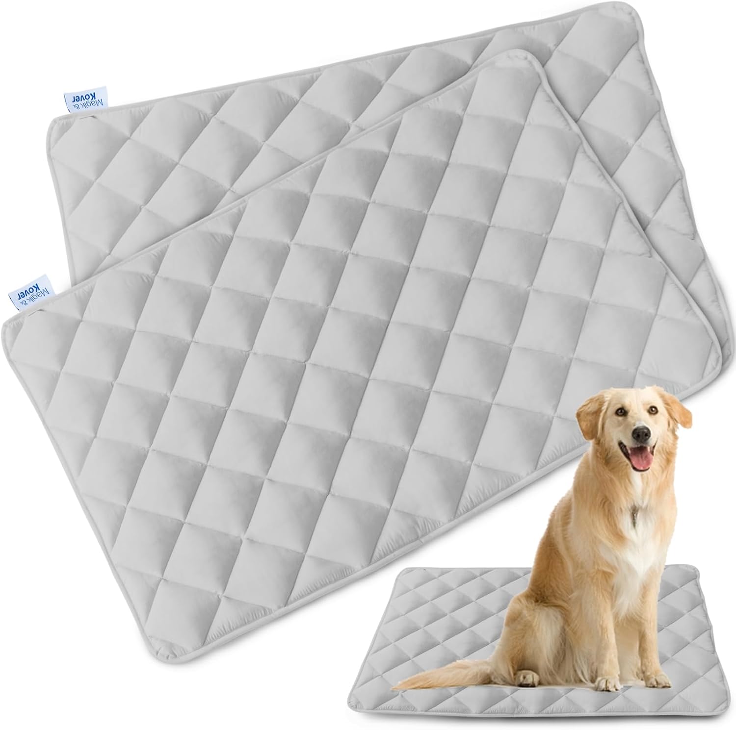 Dog Crate Pad 2 Pack (42" x 28"), Soft Dog Crate Mat with Anti-Slip Bottom, Mach...