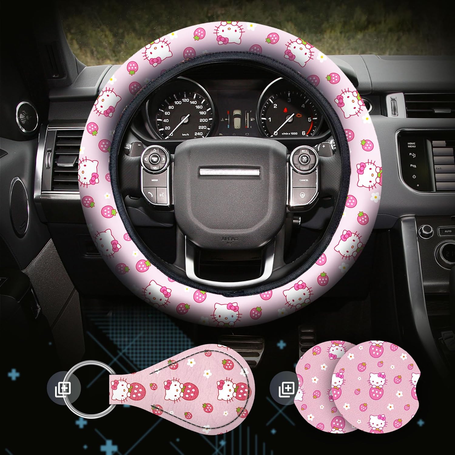 Hello Kitty Accessories Car, Special Strawberry Pink Wheel Cover, Y2K Car Access...