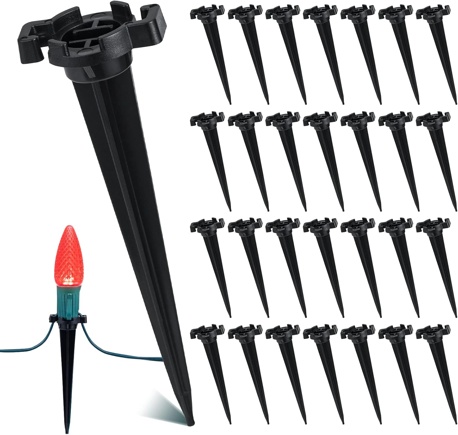 100-Pack Plastic Light Stakes, 4.5 Inch Christmas Yard Stakes for C7 C9 Christma...