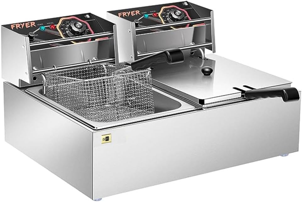 VIVOHOME 110V 20.7 Qt Commercial Electric Deep Fryer with 2 x 6.35 QT Removable...
