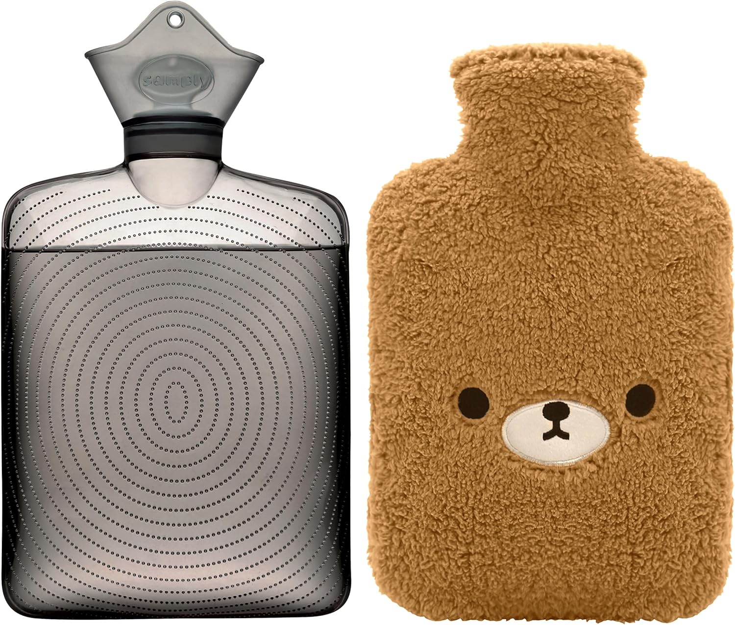 samply Hot Water Bottle with Cute Fleece Cover, 2Liter Water Bag for Hot and Col...