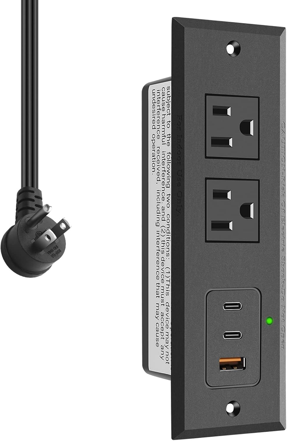 CCCEI Recessed Power Strip with Two USB-C Ports, Fast Charging USB A Port Desk O...