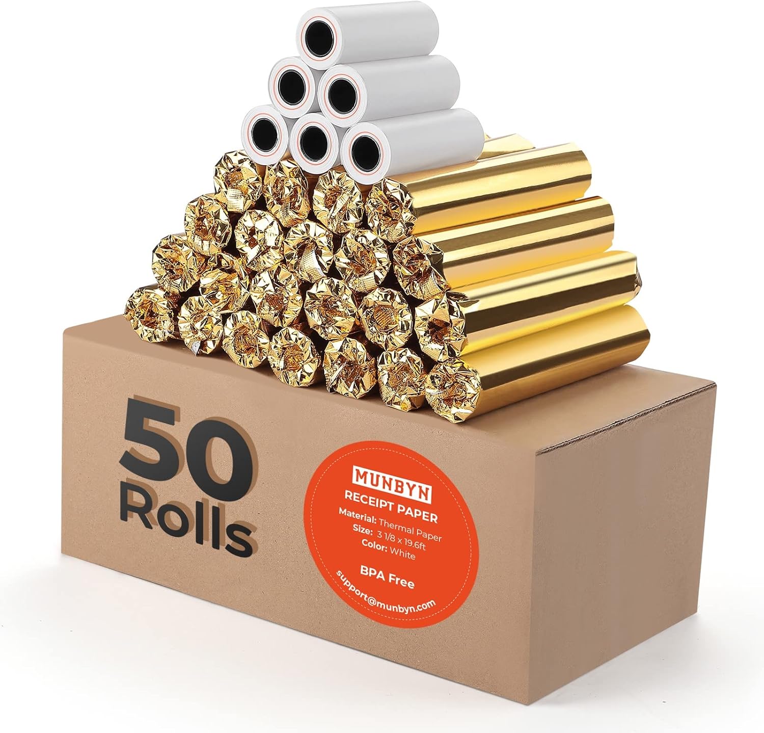 MUNBYN Thermal Receipt Paper 3 1/8 x 19.6ft, 50 Rolls Receipt Paper Work for Sta...