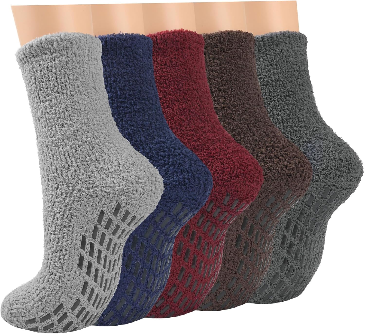 ILovDaisy Mens Bed Fluffy Slipper Socks, 5 Pairs Winter Warm Thermal Socks for M...
