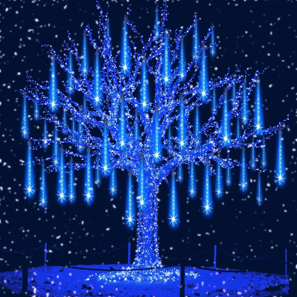 Aukora Christmas Lights Outdoor，LED Meteor Shower Lights 11.8 inch 8 Tubes 192l...