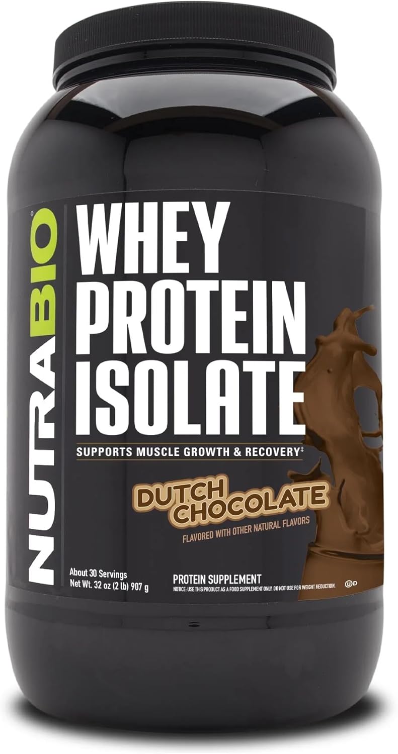 NutraBio Whey Protein Powder Isolate Supplement – 25g of Protein Per Scoop with...