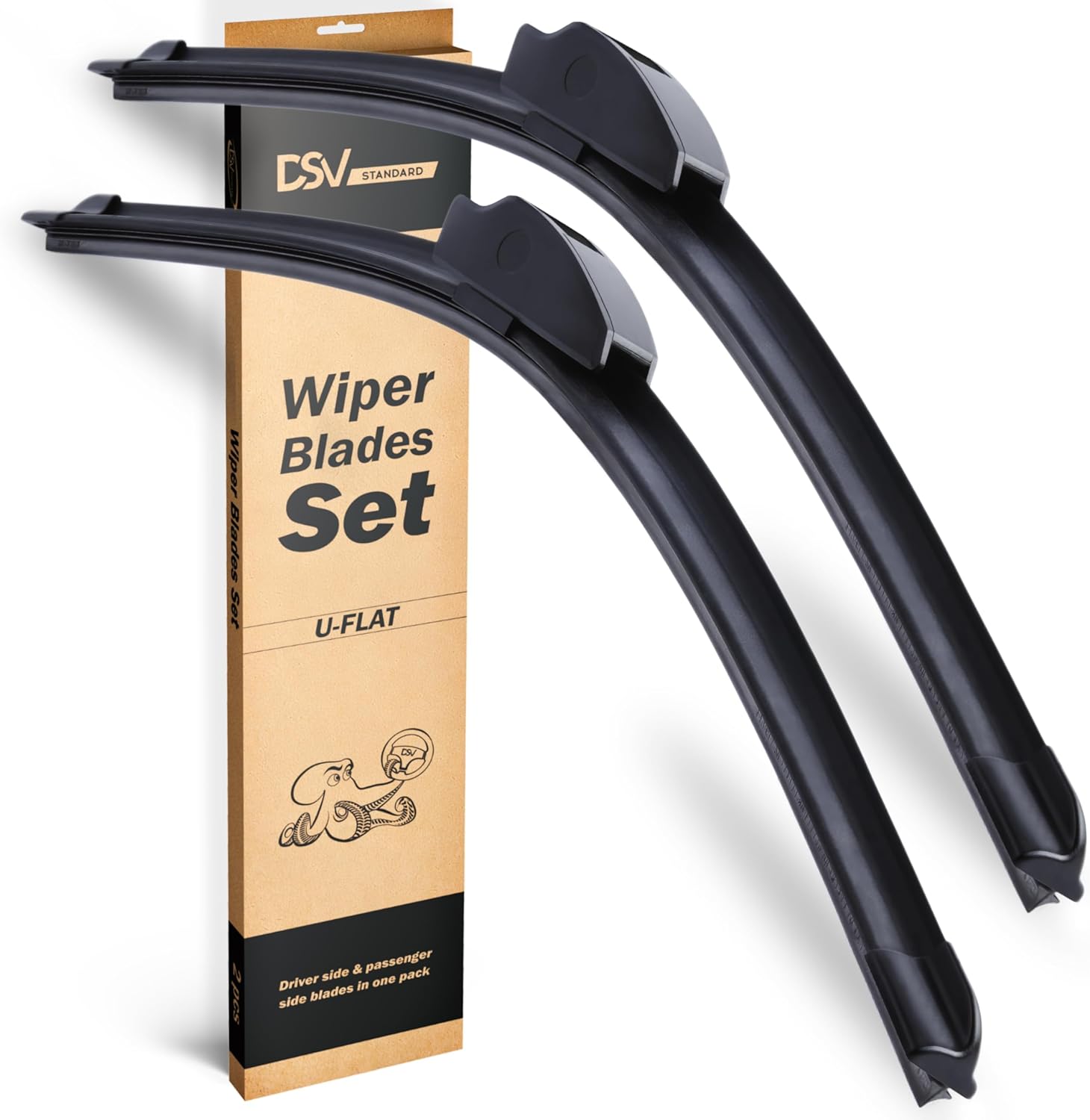 OEM Quality Windshield Wiper Blades, 22” and 22” DSV Standard Car Wiper Blades W...