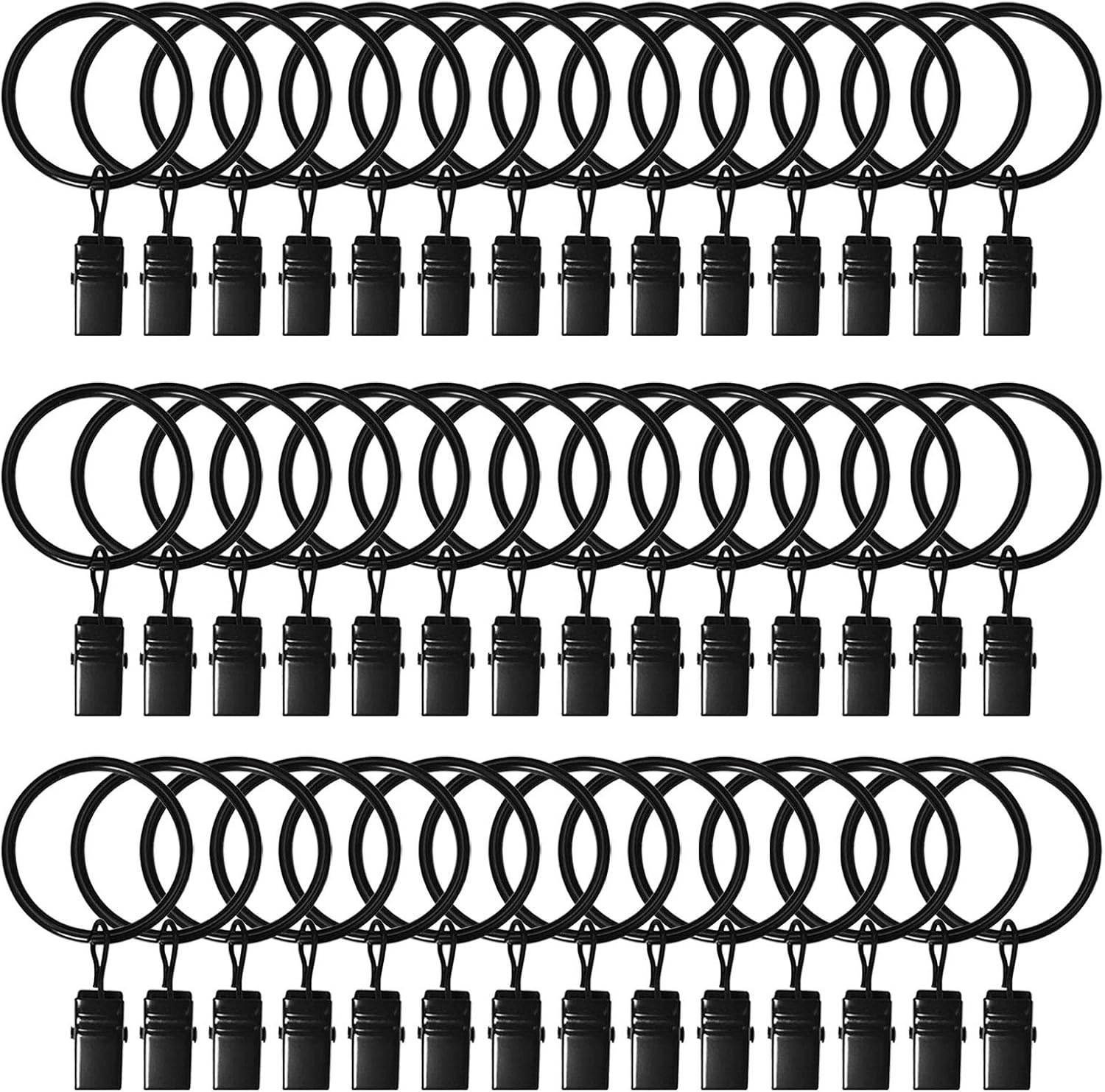 42 Pack Curtain Rings with Clips 1.26" Interior Diameter,Metal Drapery Ring with...