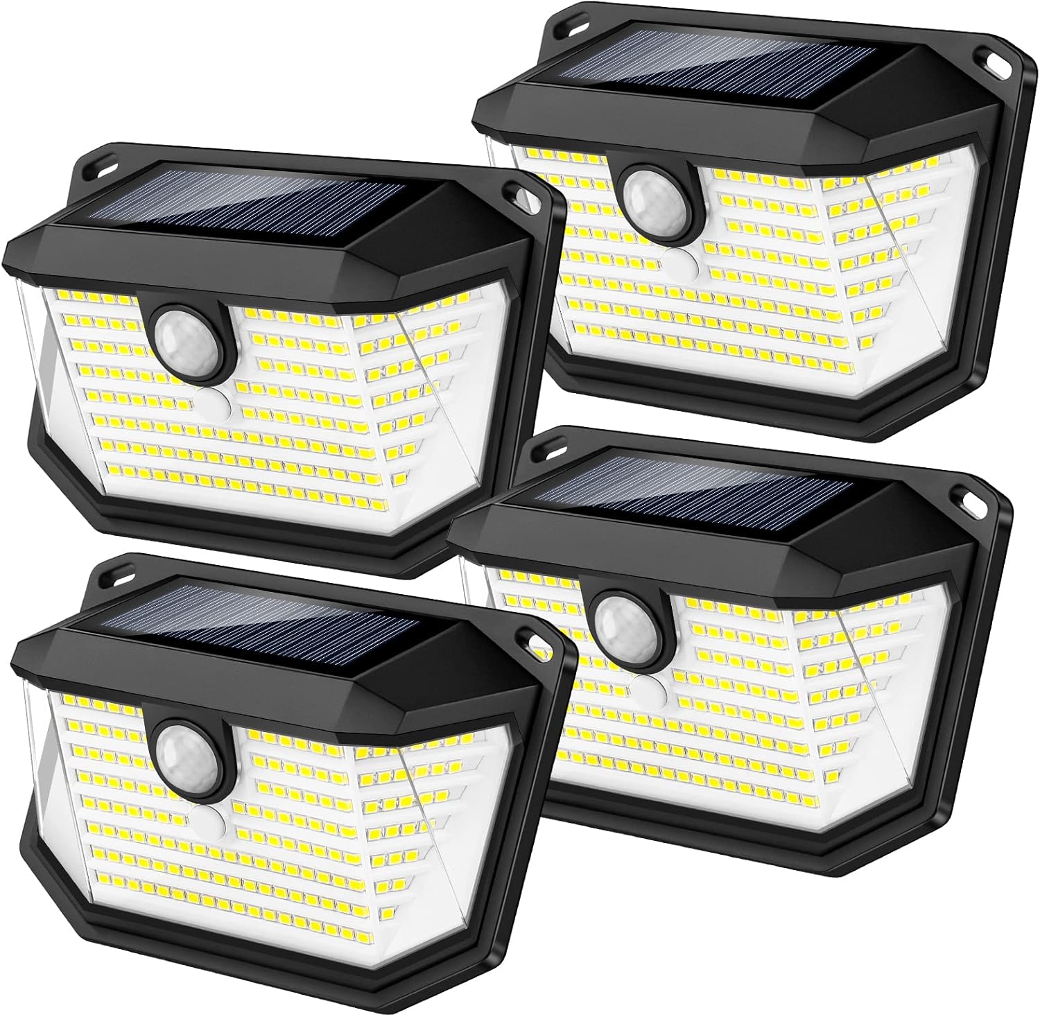 Solar Outdoor Lights - 4 Packs Super Bright 178 LEDs Motion Sensor Wall Lights I...