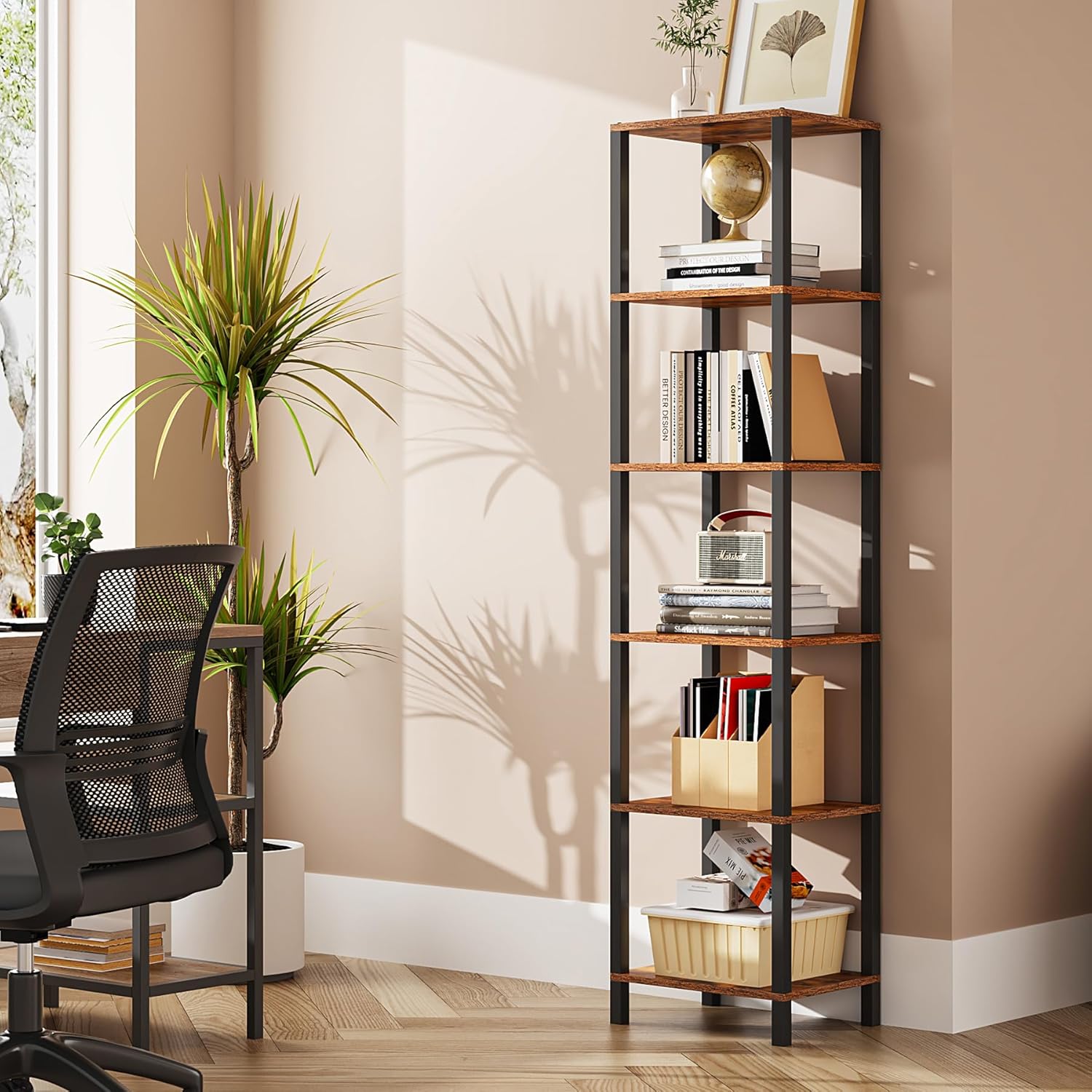 Special TUTOTAK Bookshelf, Innovative 6-Tier Tall Book Shelf, Unique Narrow Book...