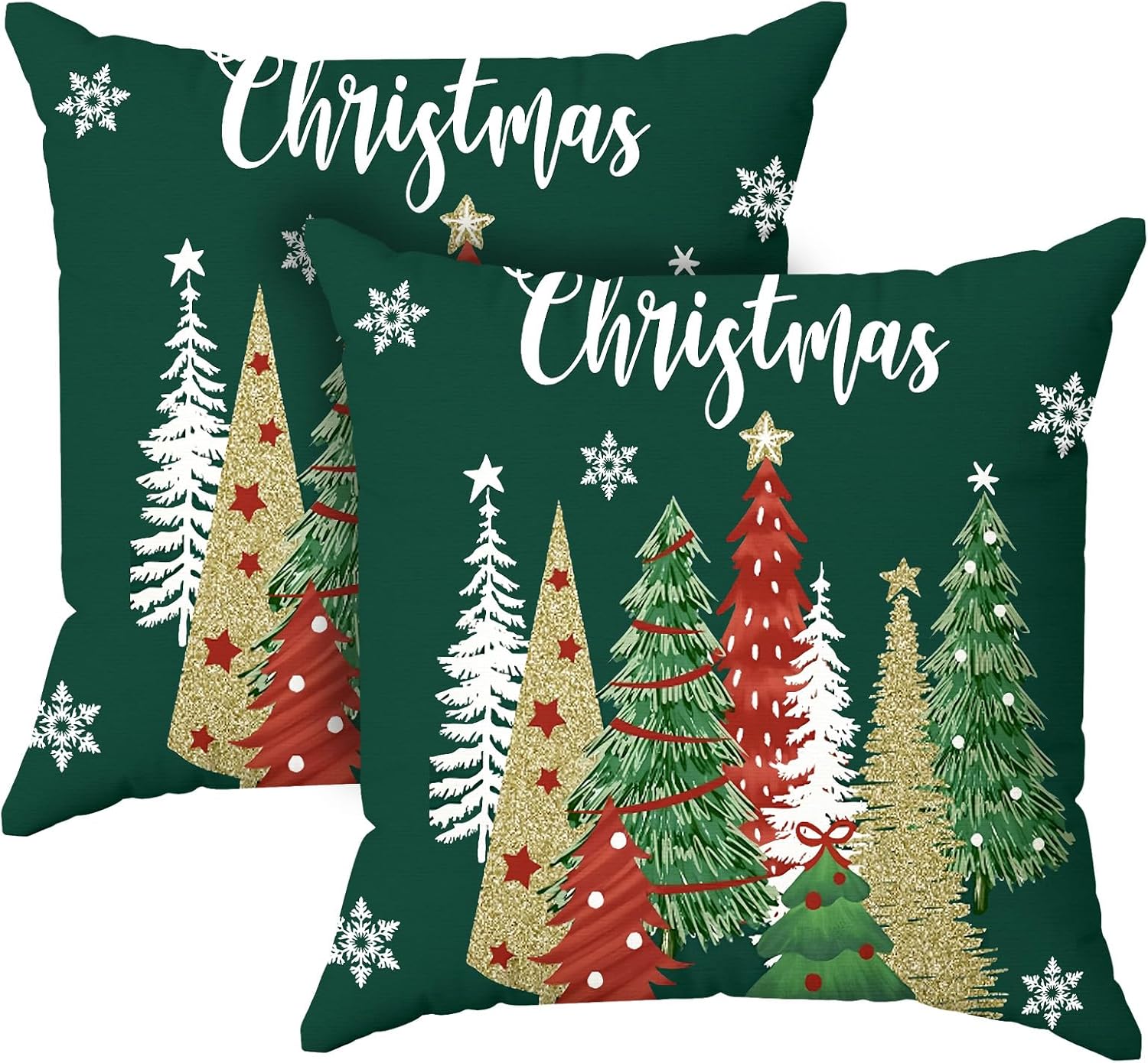 Minetom Christmas Pillow Covers 18x18 Set of 2 Christmas Tree Throw Pillow Cases...
