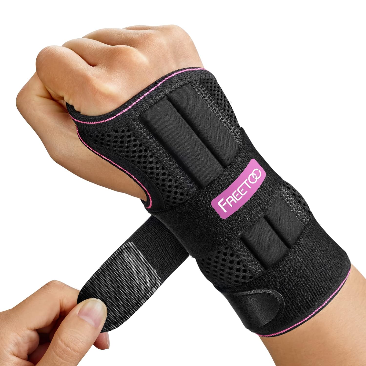 FREETOO Doctor Approved Wrist Support with 3 Stays,Adjustable Day Night Carpal T...
