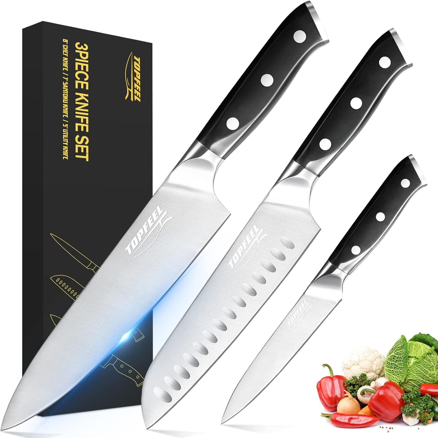 Professional Chef Knife Set Sharp Knife, German High Carbon Stainless Steel Kitc...