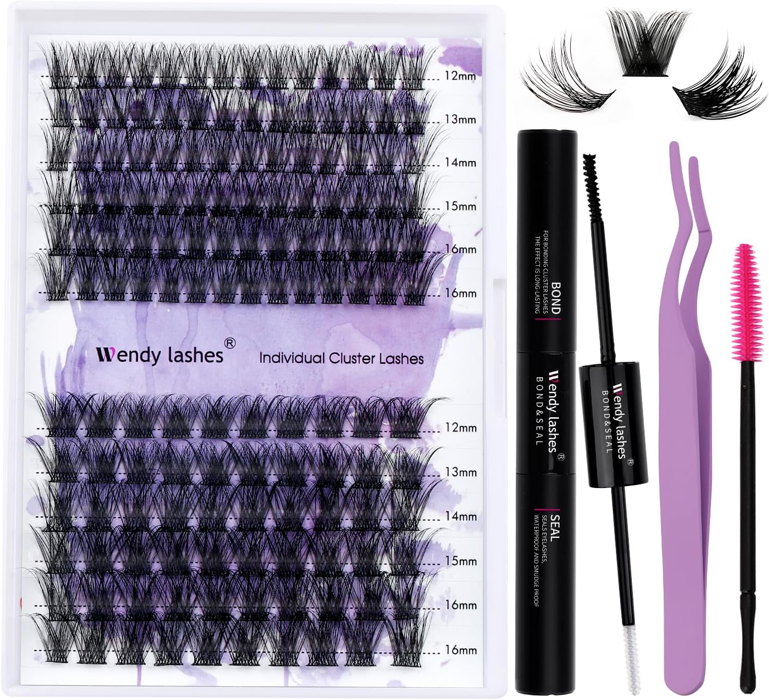 Individual Lashes D Curl Cluster Lashes Kit 12-16mm C3/C9 0.07mm DIY Lash Extens...