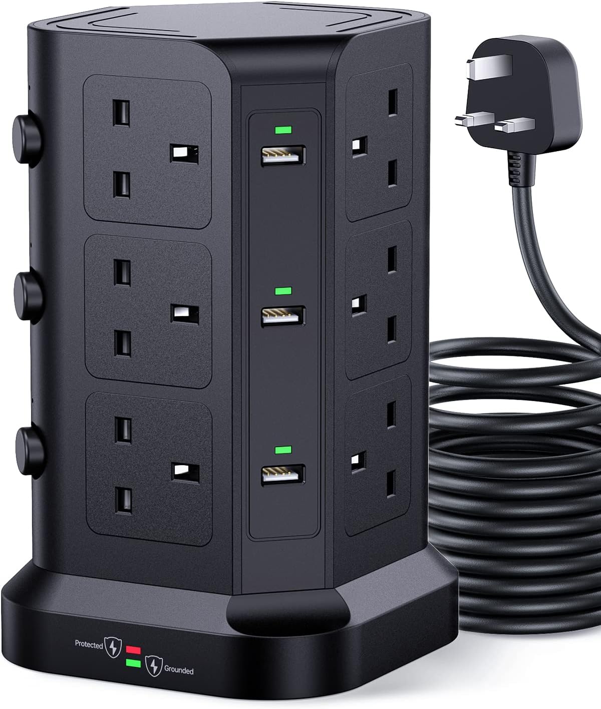 Tower Extension Lead With 5M Cable by KOOSLA, [13A 3250W] Surge Protector - 12 A...