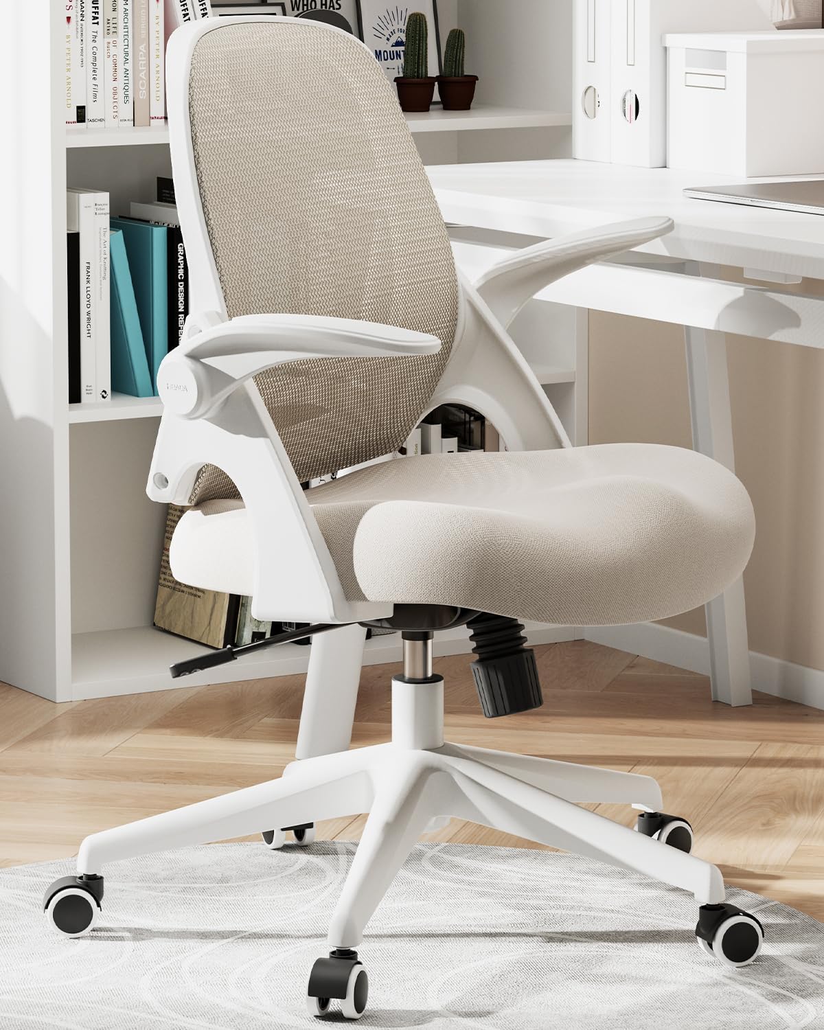 Hbada Office Chair, Desk Chair with Flip-Up Armrests and Saddle Cushion, Ergonom...