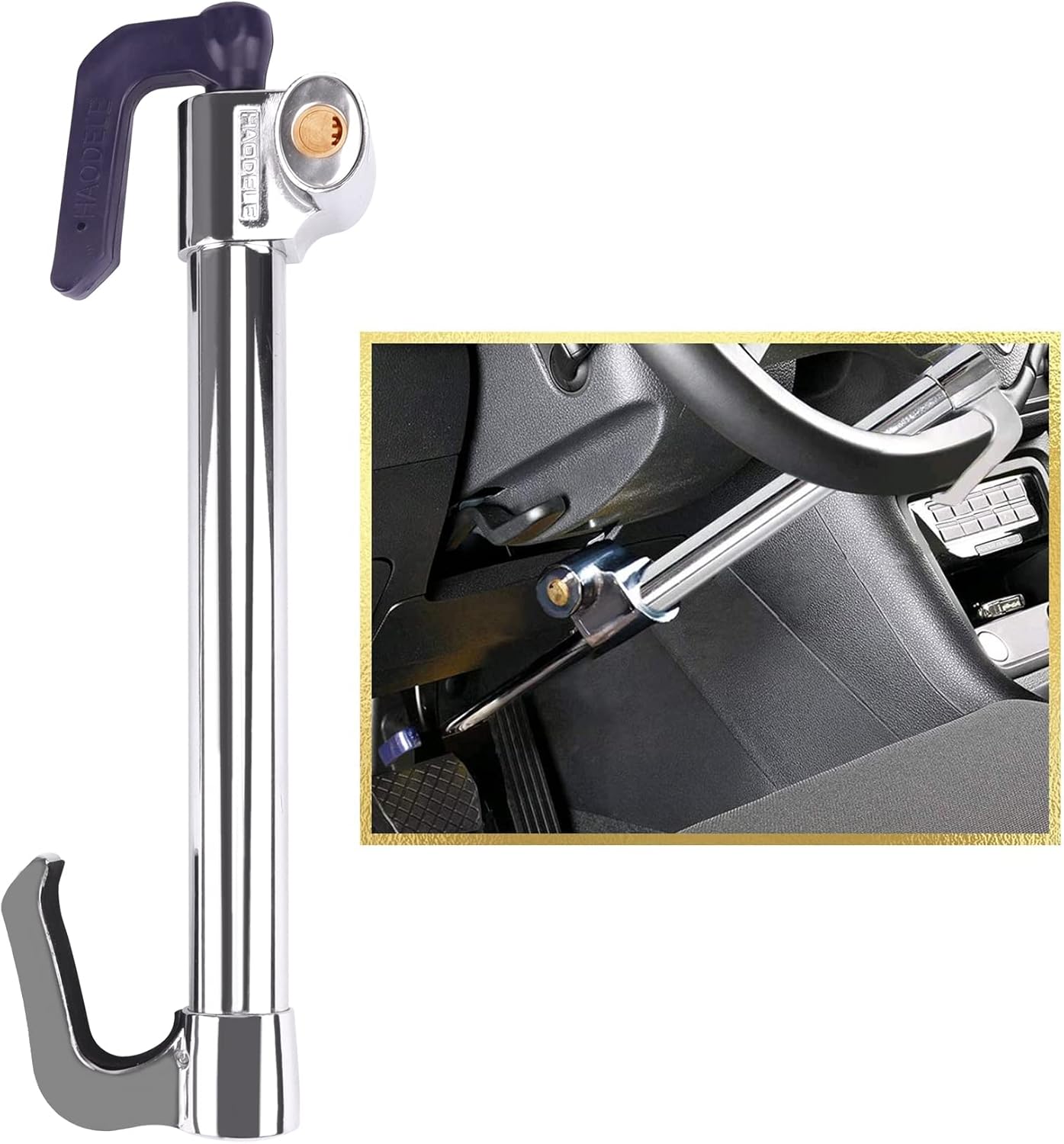 Tevlaphee Universal Steering Wheel Brake Lock Anti-Theft Retractable Double Hook...