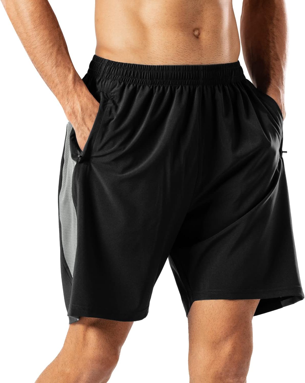 HMIYA Men's Casual Sports Quick Dry Workout Running or Gym Training Short with Z...