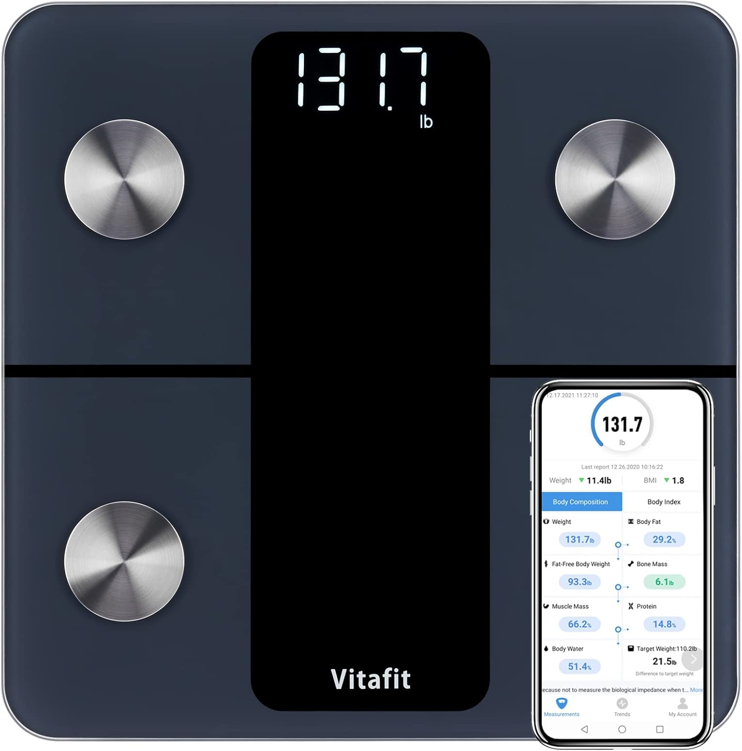 Vitafit Smart Bathroom Scale for Body Weight and Fat, Weight Scale Professional...