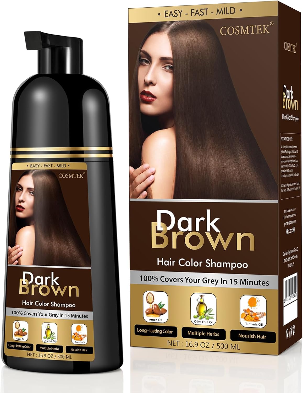 Dark Brown Hair Dye Shampoo for Men&Women,Instant Hair Color Shampoo for Gray Ha...